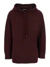 Max Mara Dark Brown Solid Hood Sweatshirt In Dark Brown