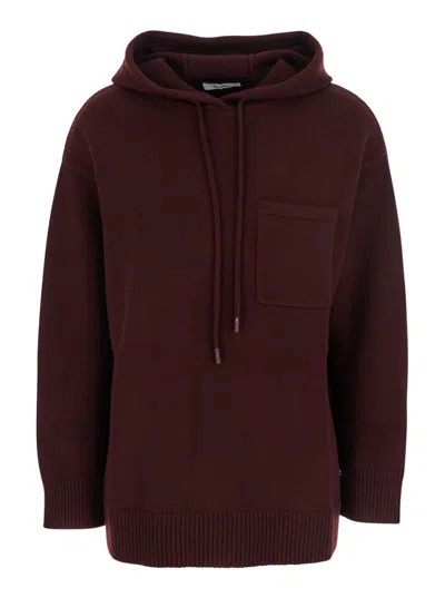 MAX MARA WOMEN DARK BROWN SOLID HOOD SWEATSHIRT