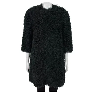 Pre-owned Max Mara Dark Green Karakul Fur Coat - Size Xs / It38