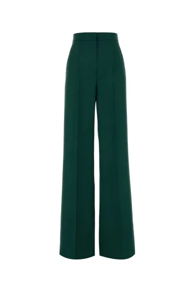 Max Mara Dark Green Wool Fernet Palazzo Pant