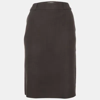 Pre-owned Max Mara Dark Grey Linen Pencil Skirt M In Gray