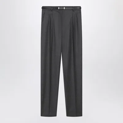 Max Mara Dark Grey Wool Trousers In Gray