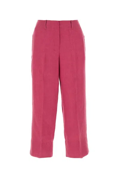Max Mara Dark Pink Linen Rebecca Pant