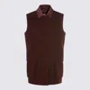 Max Mara Sleeveless Jacket With Leather Collar And Pockets In Burgundy
