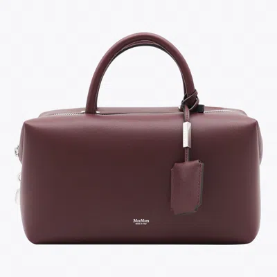Max Mara Dark Red Leather Holdallm Top Handle Bag