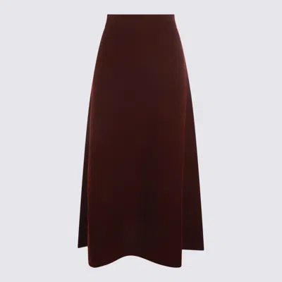 MAX MARA DARK RED WOOL MIDI SKIRT