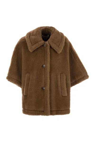 Max Mara Darkness4 Classic Teddy Cape Clothing In Brown