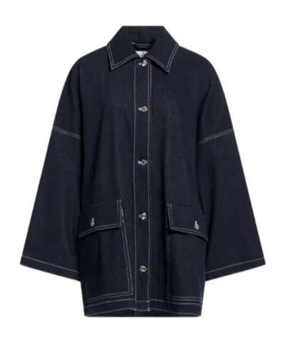 Max Mara Darkwash Denim Jacket In Multi