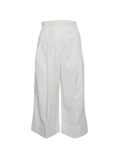 Pre-owned Max Mara Dart-detail Trousers In White
