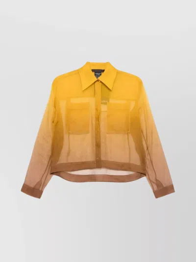 Max Mara Davina Long Sleeves Pleated Shirt In Yellow