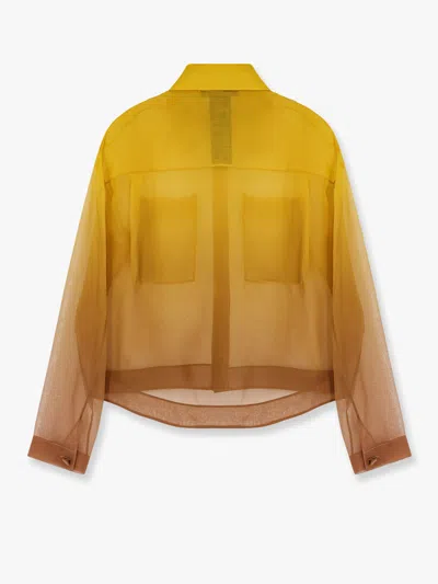 Max Mara Silk Organza Gradient Cropped Shirt In Gold