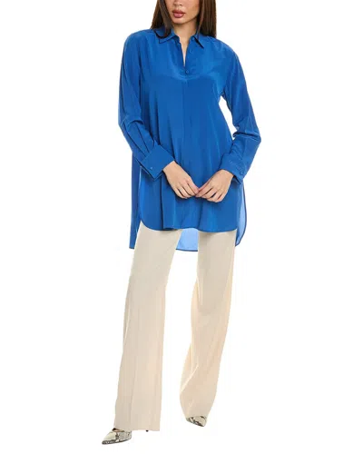 Pre-owned Max Mara Deborah Silk Shirt Women's In Blue
