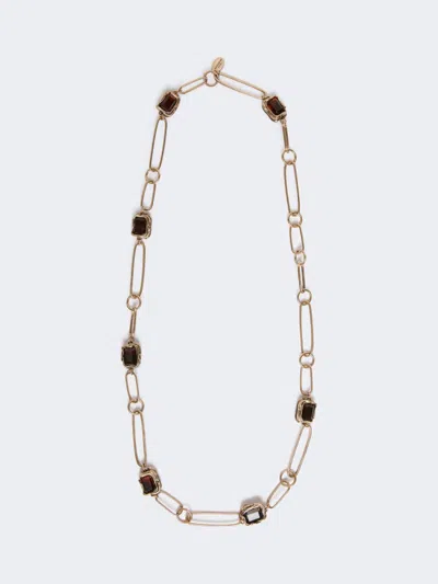 Max Mara Deco Chain Necklace With Gemstones In Gold