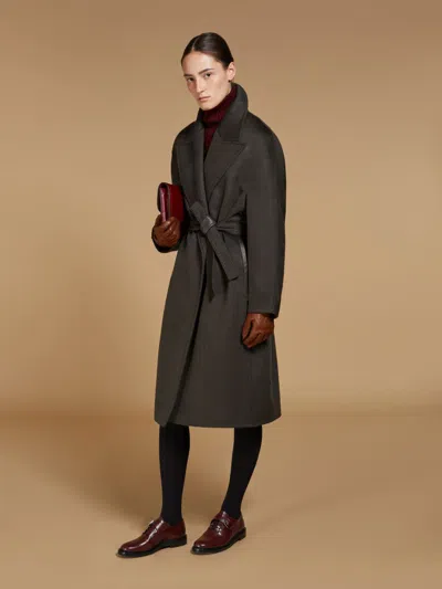 Max Mara Deconstructed Coat In Double Cashmere In Kaki