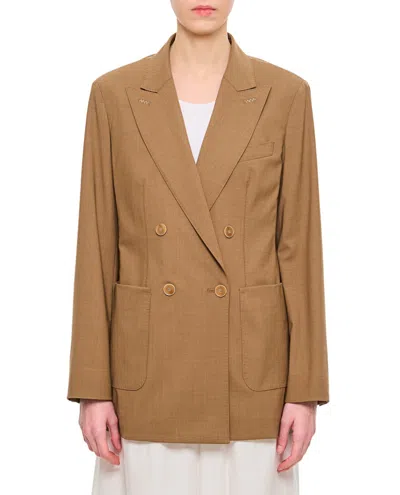 MAX MARA MAX MARA DECONSTRUCTED DOUBLE-BREASTED BLAZER WITH PEAKED LAPEL