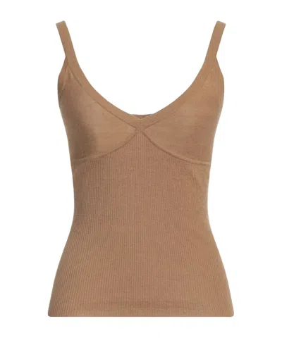 Max Mara Deep V-neck Vest In Brown