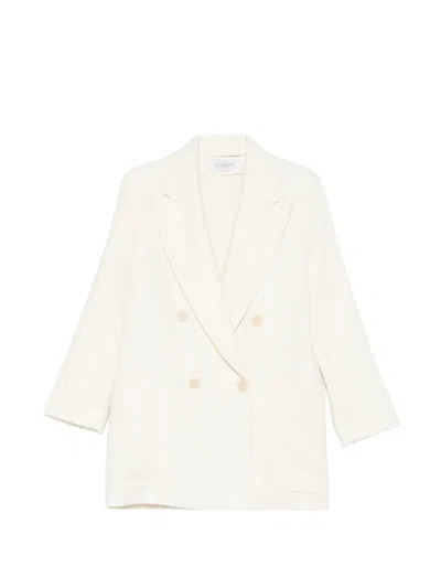 Max Mara Deletta Double-breasted Pocket Coat In White