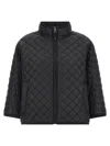 Max Mara Diamond-patterned Quilted Jacket With High Collar In Black
