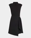 Max Mara Demetra Pleated Cap-sleeve Shirtdress In Black