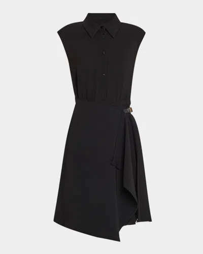 Max Mara Demetra Pleated Cap-sleeve Shirtdress In Black