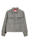 Max Mara Demien Wool Blend Tweed Jacket In Black White