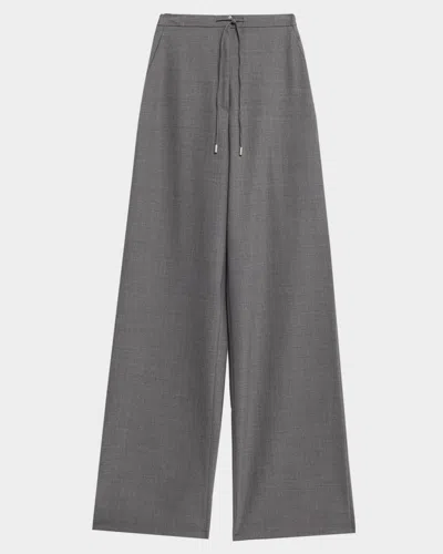 Max Mara Denaro Drawsting Wool Pants In Gray
