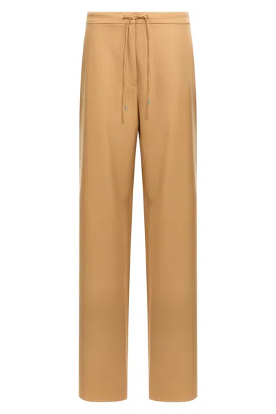 Max Mara Pantalone A Coulisse In Saglia Di Lana Cammello In Brown