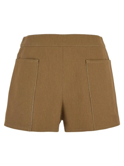 Max Mara Denaro Midrise Cotton Drill Shorts In Beige