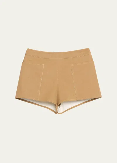 Max Mara Denaro Slim Cotton Shorts In Tobacco