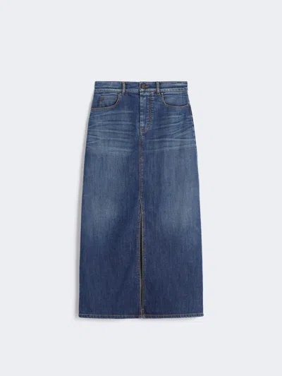 Max Mara Denim 5-pocket Skirt In Blue