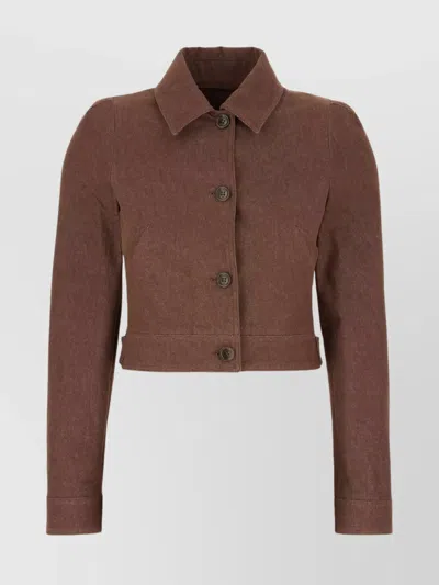 Max Mara Denim Blazer Cropped Neck Sleeves In Brown