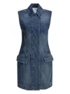 Max Mara Denim Collared Sleeveless Mini Dress In Blue