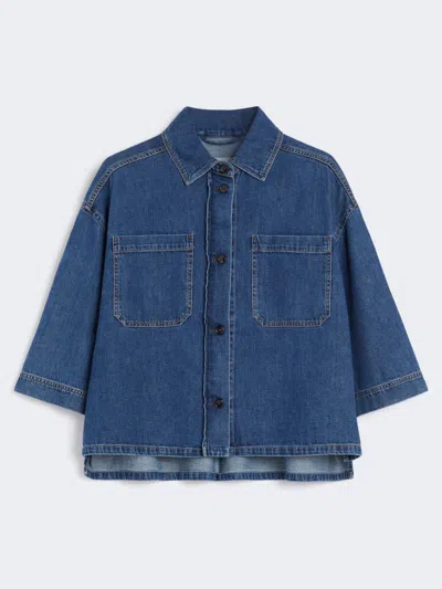 Max Mara Denim Cropped Shirt In Blue