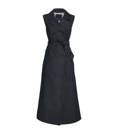 Max Mara Denim Double-breasted Midi Dress In Blue