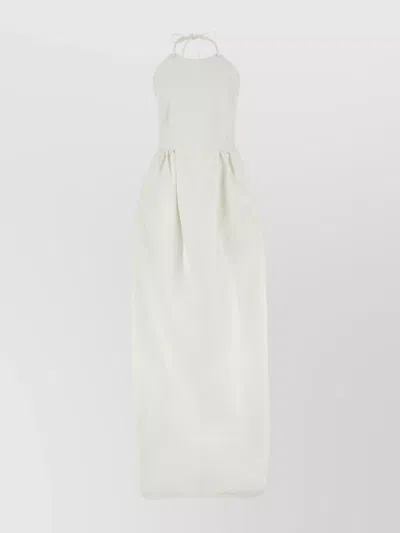 Max Mara Denim Dress Europa Slit Waist Neck In White