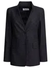Max Mara Denim-effect Blazer With Stand-up Collar In Black