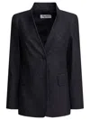 Max Mara Denim-effect Blazer With Stand-up Collar In Black