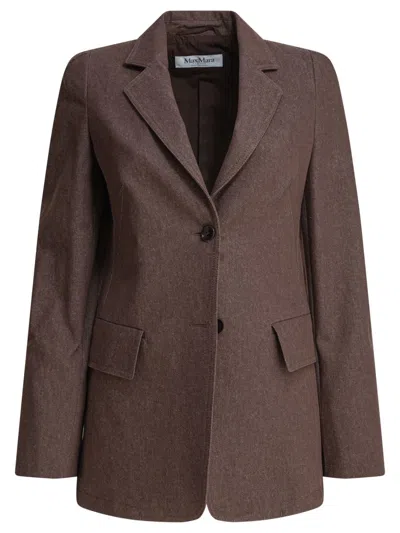 Max Mara Structured Single-breasted Jacket Flap Pockets In Brown
