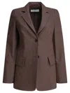 Max Mara Structured Single-breasted Jacket Flap Pockets In Brown