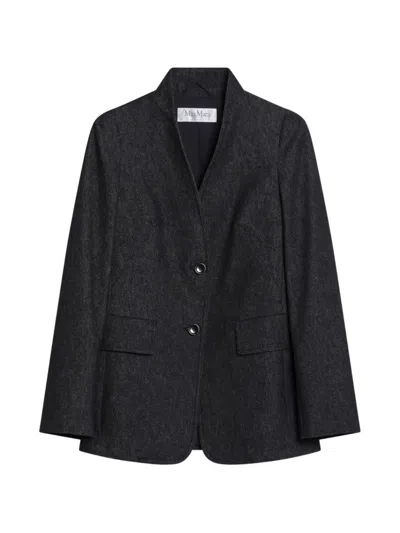 Max Mara Denim Effect Cotton Jacket In Gray