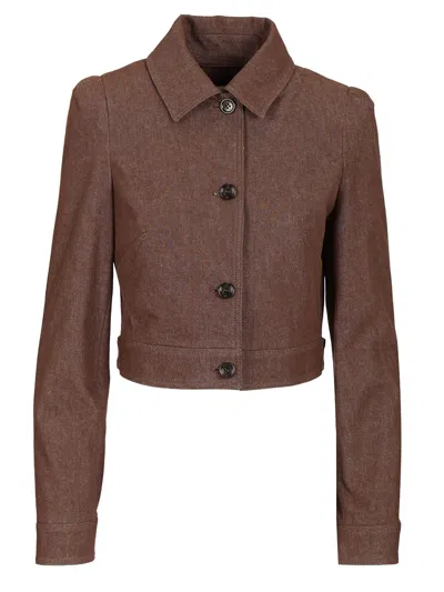 Max Mara Denim Effect Crop Jacket Jackets Brown