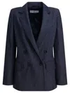 Max Mara Denim-effect Double-breasted Blazer Jackets Blue In Blue
