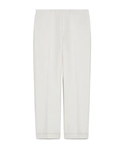 Max Mara Denim Effect Knitted Pants In White