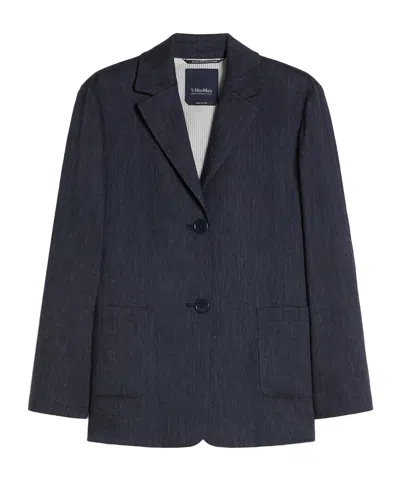 Max Mara Denim Effect Single-breasted Jacket In Black
