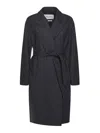 Max Mara Carniawo Belted Double-breasted Coat In Blue