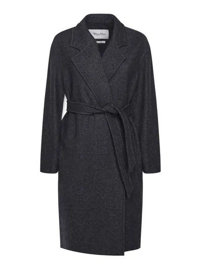 Max Mara Denim-effect Wool Coat In Blue