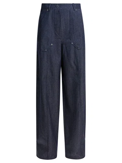 Max Mara Denim-effect Wool Pants In Black
