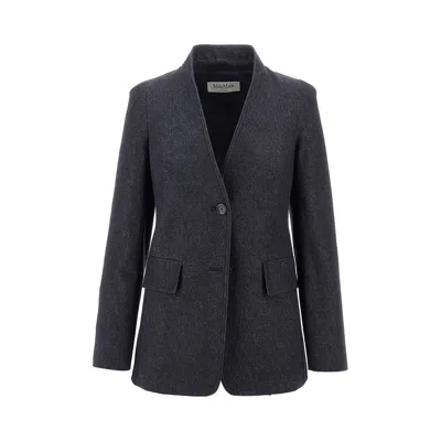 Max Mara Denim Fabric Single-breasted Jacket In Blue
