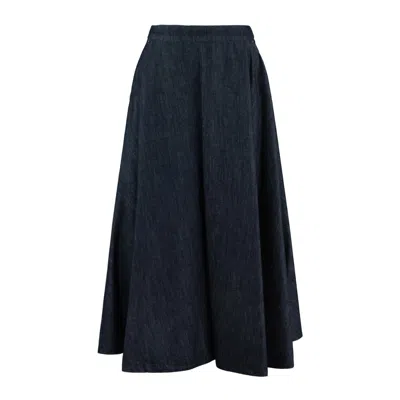 Max Mara Denim Flared Skirt In Blue