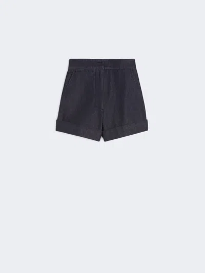 Max Mara Denim-look Cotton Shorts In Blue